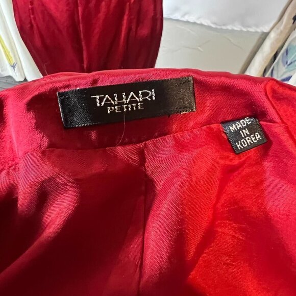 Vintage Tahari petites red satin wool blend 3/4 sleeve blazer skirt set. Sz 6P - Picture 10 of 12